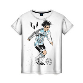 Женская футболка 3D с принтом Messi в Белгороде, 100% полиэфир ( синтетическое хлопкоподобное полотно) | прямой крой, круглый вырез горловины, длина до линии бедер | barselona | messi | аргентина | барселона | испания | месси | мяч | футбол