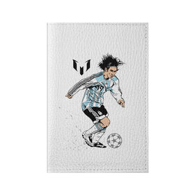 Обложка для паспорта матовая кожа с принтом Messi в Белгороде, натуральная матовая кожа | размер 19,3 х 13,7 см; прозрачные пластиковые крепления | barselona | messi | аргентина | барселона | испания | месси | мяч | футбол