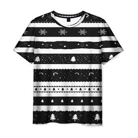 Мужская футболка 3D с принтом Рождество в Белгороде, 100% полиэфир | прямой крой, круглый вырез горловины, длина до линии бедер | вязаный | рождество | свитер | текстура