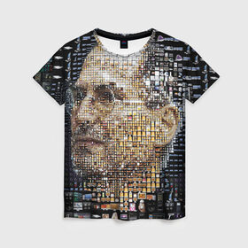 Женская футболка 3D с принтом Стив Джобс в Белгороде, 100% полиэфир ( синтетическое хлопкоподобное полотно) | прямой крой, круглый вырез горловины, длина до линии бедер | steve jobs