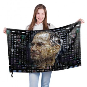 Флаг 3D с принтом Стив Джобс в Белгороде, 100% полиэстер | плотность ткани — 95 г/м2, размер — 67 х 109 см. Принт наносится с одной стороны | steve jobs