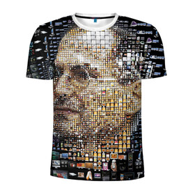 Мужская футболка 3D спортивная с принтом Стив Джобс в Белгороде, 100% полиэстер с улучшенными характеристиками | приталенный силуэт, круглая горловина, широкие плечи, сужается к линии бедра | steve jobs