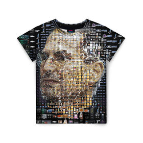 Детская футболка 3D с принтом Стив Джобс в Белгороде, 100% гипоаллергенный полиэфир | прямой крой, круглый вырез горловины, длина до линии бедер, чуть спущенное плечо, ткань немного тянется | steve jobs