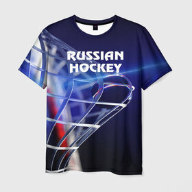 Мужская футболка 3D с принтом Русский хоккей в Белгороде, 100% полиэфир | прямой крой, круглый вырез горловины, длина до линии бедер | Тематика изображения на принте: hockey | red machine | красная машина | кхл | русский | сборная россии | хоккей | шайба