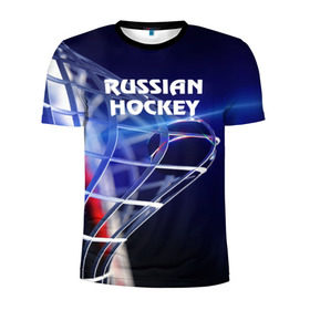 Мужская футболка 3D спортивная с принтом Русский хоккей в Белгороде, 100% полиэстер с улучшенными характеристиками | приталенный силуэт, круглая горловина, широкие плечи, сужается к линии бедра | hockey | red machine | красная машина | кхл | русский | сборная россии | хоккей | шайба