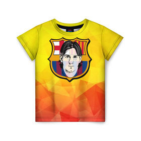 Детская футболка 3D с принтом Месси - Барселона в Белгороде, 100% гипоаллергенный полиэфир | прямой крой, круглый вырез горловины, длина до линии бедер, чуть спущенное плечо, ткань немного тянется | barselona | messi | аргентина | барселона | испания | месси | футбол