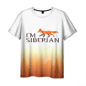 Мужская футболка 3D с принтом Я из Сибири в Белгороде, 100% полиэфир | прямой крой, круглый вырез горловины, длина до линии бедер | siberia | лес | лиса | приключения | россия | сибирь | тайга | туризм | холод | экстрим