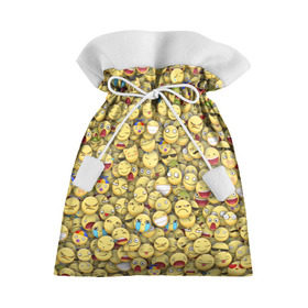 Подарочный 3D мешок с принтом Смайлики. Стикербомбинг в Белгороде, 100% полиэстер | Размер: 29*39 см | emoji | желтый | мем | смайл | стикербомбинг | текстура | улыбка | эмодзи