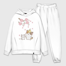 Мужской костюм хлопок OVERSIZE с принтом cats в Белгороде,  |  | cat | sakura | tmblr | tumbler | кошка | сакура