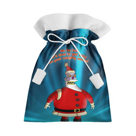 Подарочный 3D мешок с принтом Робот Санта в Белгороде, 100% полиэстер | Размер: 29*39 см | futurama | зима | мультфильм | новый год | рождество | футурама