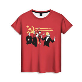 Женская футболка 3D с принтом Back in the USSR в Белгороде, 100% полиэфир ( синтетическое хлопкоподобное полотно) | прямой крой, круглый вырез горловины, длина до линии бедер | гевара | ленин | ретро | советский | союз | ссср | сталин | че