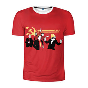 Мужская футболка 3D спортивная с принтом Back in the USSR в Белгороде, 100% полиэстер с улучшенными характеристиками | приталенный силуэт, круглая горловина, широкие плечи, сужается к линии бедра | гевара | ленин | ретро | советский | союз | ссср | сталин | че