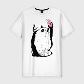 Мужская футболка премиум с принтом panda в Белгороде, 92% хлопок, 8% лайкра | приталенный силуэт, круглый вырез ворота, длина до линии бедра, короткий рукав | dd | drop dead | dropdead | milk | milkshake | panda | tmblr | tumbler