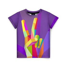 Детская футболка 3D с принтом Victory в Белгороде, 100% гипоаллергенный полиэфир | прямой крой, круглый вырез горловины, длина до линии бедер, чуть спущенное плечо, ткань немного тянется | виктория | знак | победа | рука