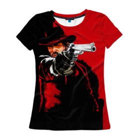 Женская футболка 3D с принтом Стрелок в Белгороде, 100% полиэфир ( синтетическое хлопкоподобное полотно) | прямой крой, круглый вырез горловины, длина до линии бедер | выстрел | ковбой | оружие | пистолет | револьвер | силовые структуры | стрелять