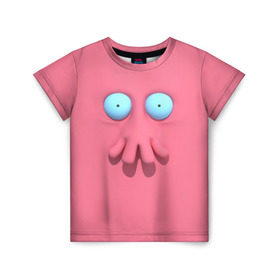 Детская футболка 3D с принтом Доктор Зойдберг в Белгороде, 100% гипоаллергенный полиэфир | прямой крой, круглый вырез горловины, длина до линии бедер, чуть спущенное плечо, ткань немного тянется | Тематика изображения на принте: будущее | врач | краб | лицо | розовый | фантастика | футурама | щупальца