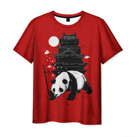 Мужская футболка 3D с принтом Panda Warrior в Белгороде, 100% полиэфир | прямой крой, круглый вырез горловины, длина до линии бедер | japan | panda | панда