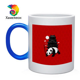 Кружка хамелеон с принтом Panda Warrior в Белгороде, керамика | меняет цвет при нагревании, емкость 330 мл | japan | panda | панда