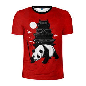 Мужская футболка 3D спортивная с принтом Panda Warrior в Белгороде, 100% полиэстер с улучшенными характеристиками | приталенный силуэт, круглая горловина, широкие плечи, сужается к линии бедра | japan | panda | панда