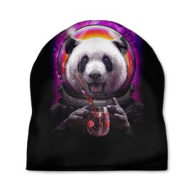 Шапка 3D с принтом Panda Cosmonaut в Белгороде, 100% полиэстер | универсальный размер, печать по всей поверхности изделия | Тематика изображения на принте: bear | galaxy | panda | space | star | астронавт | галактика | звезда | космонавт | космос | медведь | панда