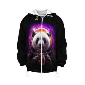 Детская куртка 3D с принтом Panda Cosmonaut в Белгороде, 100% полиэстер | застежка — молния, подол и капюшон оформлены резинкой с фиксаторами, по бокам — два кармана без застежек, один потайной карман на груди, плотность верхнего слоя — 90 г/м2; плотность флисового подклада — 260 г/м2 | bear | galaxy | panda | space | star | астронавт | галактика | звезда | космонавт | космос | медведь | панда