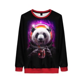 Женский свитшот 3D с принтом Panda Cosmonaut в Белгороде, 100% полиэстер с мягким внутренним слоем | круглый вырез горловины, мягкая резинка на манжетах и поясе, свободная посадка по фигуре | bear | galaxy | panda | space | star | астронавт | галактика | звезда | космонавт | космос | медведь | панда
