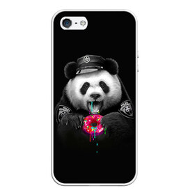 Чехол для iPhone 5/5S матовый с принтом Donut Panda в Белгороде, Силикон | Область печати: задняя сторона чехла, без боковых панелей | bear | donut | panda | police | коп | медведь | панда | пончик