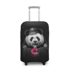 Чехол для чемодана 3D с принтом Donut Panda в Белгороде, 86% полиэфир, 14% спандекс | двустороннее нанесение принта, прорези для ручек и колес | bear | donut | panda | police | коп | медведь | панда | пончик