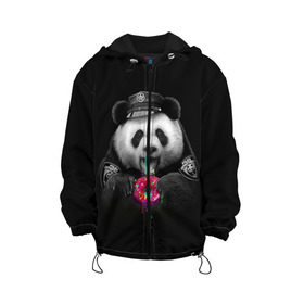 Детская куртка 3D с принтом Donut Panda в Белгороде, 100% полиэстер | застежка — молния, подол и капюшон оформлены резинкой с фиксаторами, по бокам — два кармана без застежек, один потайной карман на груди, плотность верхнего слоя — 90 г/м2; плотность флисового подклада — 260 г/м2 | Тематика изображения на принте: bear | donut | panda | police | коп | медведь | панда | пончик