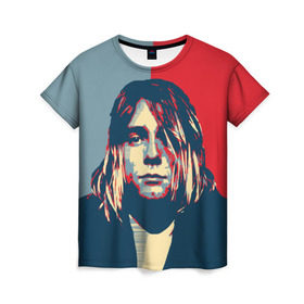 Женская футболка 3D с принтом Kurt Cobain в Белгороде, 100% полиэфир ( синтетическое хлопкоподобное полотно) | прямой крой, круглый вырез горловины, длина до линии бедер | curt | hope | kobain | nirvana | кобейн | курт | нирвана