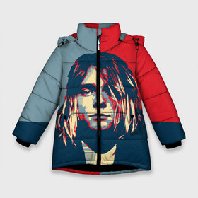 Зимняя куртка для девочек 3D с принтом Kurt Cobain в Белгороде, ткань верха — 100% полиэстер; подклад — 100% полиэстер, утеплитель — 100% полиэстер. | длина ниже бедра, удлиненная спинка, воротник стойка и отстегивающийся капюшон. Есть боковые карманы с листочкой на кнопках, утяжки по низу изделия и внутренний карман на молнии. 

Предусмотрены светоотражающий принт на спинке, радужный светоотражающий элемент на пуллере молнии и на резинке для утяжки. | curt | hope | kobain | nirvana | кобейн | курт | нирвана