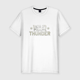 Мужская футболка премиум с принтом War Thunder Logo в Белгороде, 92% хлопок, 8% лайкра | приталенный силуэт, круглый вырез ворота, длина до линии бедра, короткий рукав | Тематика изображения на принте: logo | war | war thunder | war thunder logo