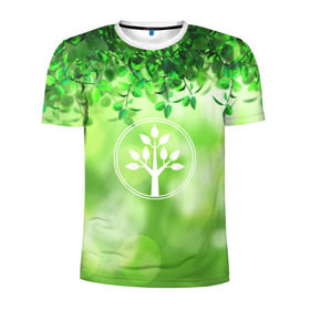 Мужская футболка 3D спортивная с принтом Береги природу в Белгороде, 100% полиэстер с улучшенными характеристиками | приталенный силуэт, круглая горловина, широкие плечи, сужается к линии бедра | Тематика изображения на принте: береги природу | дерево | зелёная | зелень | листья | природа