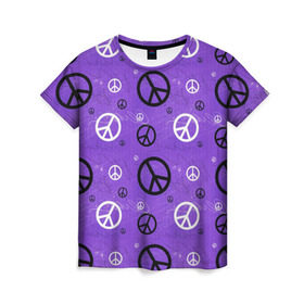 Женская футболка 3D с принтом Peace в Белгороде, 100% полиэфир ( синтетическое хлопкоподобное полотно) | прямой крой, круглый вырез горловины, длина до линии бедер | abstract | hippie | hipster | swag | tie dye | абстракция | свэг | текстура | хиппи | хипстер