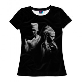 Женская футболка 3D с принтом Two в Белгороде, 100% полиэфир ( синтетическое хлопкоподобное полотно) | прямой крой, круглый вырез горловины, длина до линии бедер | die antwoord