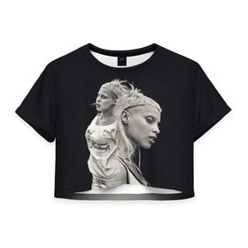 Женская футболка 3D укороченная с принтом Hot в Белгороде, 100% полиэстер | круглая горловина, длина футболки до линии талии, рукава с отворотами | die antwoord