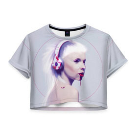 Женская футболка 3D укороченная с принтом Eyes в Белгороде, 100% полиэстер | круглая горловина, длина футболки до линии талии, рукава с отворотами | die antwoord