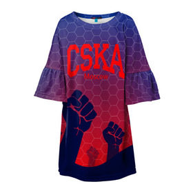 Детское платье 3D с принтом CSKA Msk в Белгороде, 100% полиэстер | прямой силуэт, чуть расширенный к низу. Круглая горловина, на рукавах — воланы | Тематика изображения на принте: moscow | москва | цска