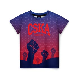 Детская футболка 3D с принтом CSKA Msk в Белгороде, 100% гипоаллергенный полиэфир | прямой крой, круглый вырез горловины, длина до линии бедер, чуть спущенное плечо, ткань немного тянется | moscow | москва | цска