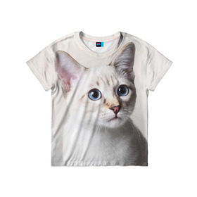 Детская футболка 3D с принтом Кошечка в Белгороде, 100% гипоаллергенный полиэфир | прямой крой, круглый вырез горловины, длина до линии бедер, чуть спущенное плечо, ткань немного тянется | кот | котики | котята | кошка | рыженький | рыжий | серенький | черненький