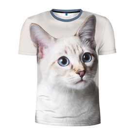 Мужская футболка 3D спортивная с принтом Кошечка в Белгороде, 100% полиэстер с улучшенными характеристиками | приталенный силуэт, круглая горловина, широкие плечи, сужается к линии бедра | кот | котики | котята | кошка | рыженький | рыжий | серенький | черненький