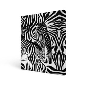 Холст квадратный с принтом Зебра в Белгороде, 100% ПВХ |  | Тематика изображения на принте: дикое | животное | зебра | камуфляж | лошадь | маскировка | полосы | текстура | фон | черно белые