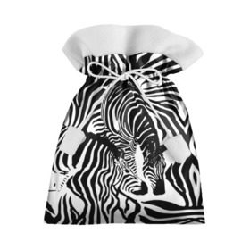 Подарочный 3D мешок с принтом Зебра в Белгороде, 100% полиэстер | Размер: 29*39 см | Тематика изображения на принте: дикое | животное | зебра | камуфляж | лошадь | маскировка | полосы | текстура | фон | черно белые