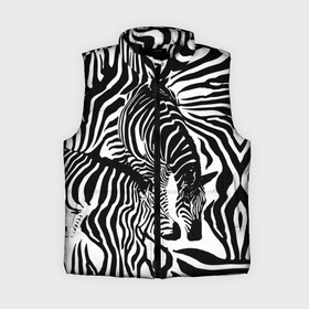 Женский жилет утепленный 3D с принтом Зебра в Белгороде,  |  | дикое | животное | зебра | камуфляж | лошадь | маскировка | полосы | текстура | фон | черно белые