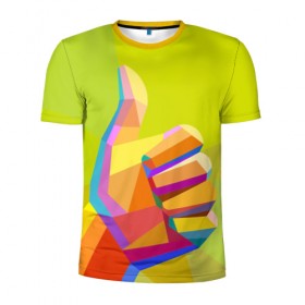 Мужская футболка 3D спортивная с принтом Good в Белгороде, 100% полиэстер с улучшенными характеристиками | приталенный силуэт, круглая горловина, широкие плечи, сужается к линии бедра | ok | знак | класс | окей | позитив | прикольные картинки | символ | хорошо