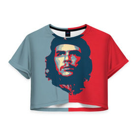 Женская футболка 3D укороченная с принтом Che Guevara в Белгороде, 100% полиэстер | круглая горловина, длина футболки до линии талии, рукава с отворотами | че гевара