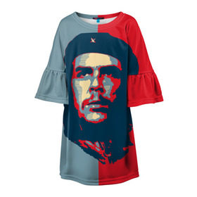 Детское платье 3D с принтом Che Guevara в Белгороде, 100% полиэстер | прямой силуэт, чуть расширенный к низу. Круглая горловина, на рукавах — воланы | Тематика изображения на принте: че гевара