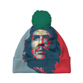 Шапка 3D c помпоном с принтом Che Guevara в Белгороде, 100% полиэстер | универсальный размер, печать по всей поверхности изделия | че гевара