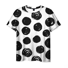 Мужская футболка 3D с принтом Бусины! в Белгороде, 100% полиэфир | прямой крой, круглый вырез горловины, длина до линии бедер | арт | белый | бусина | круг | фигура | черный