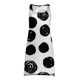 Платье-майка 3D с принтом Бусины! в Белгороде, 100% полиэстер | полуприлегающий силуэт, широкие бретели, круглый вырез горловины, удлиненный подол сзади. | арт | белый | бусина | круг | фигура | черный